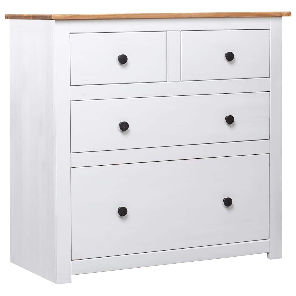 vidaXL Sideboard | White and natural wood | Solid pine wood | Medium | Storage