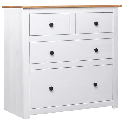vidaXL Sideboard | White and natural wood | Solid pine wood | Medium | Storage