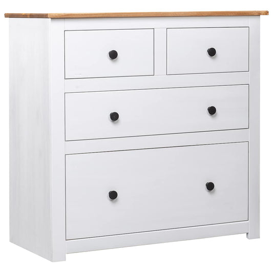 vidaXL Sideboard | White and natural wood | Solid pine wood | Medium | Storage