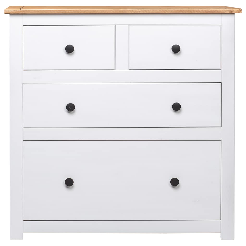 vidaXL Sideboard | White and natural wood | Solid pine wood | Medium | Storage