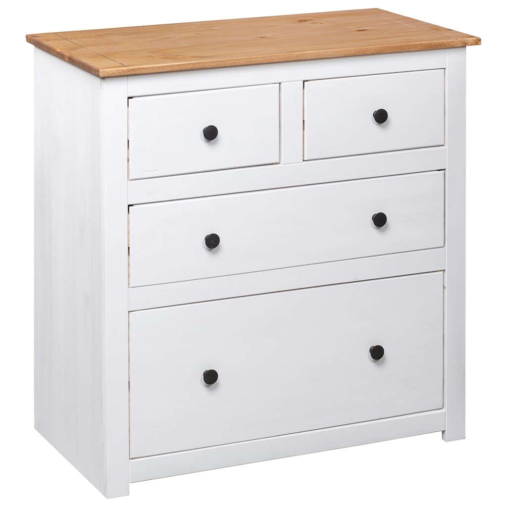 vidaXL Sideboard | White and natural wood | Solid pine wood | Medium | Storage