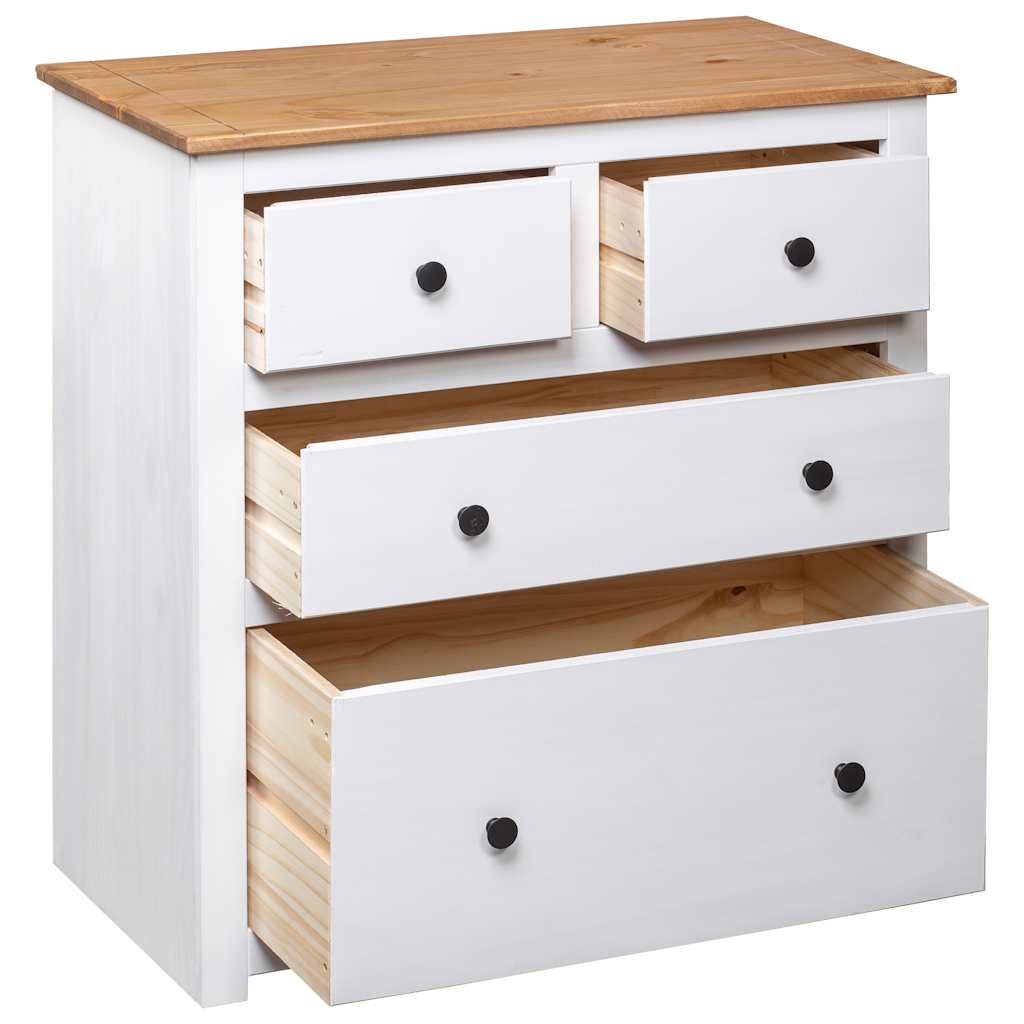 vidaXL Sideboard | White and natural wood | Solid pine wood | Medium | Storage