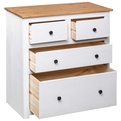 vidaXL Sideboard | White and natural wood | Solid pine wood | Medium | Storage