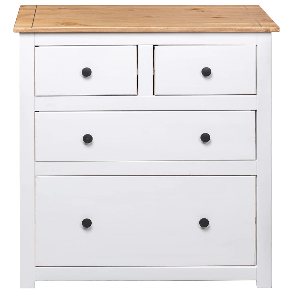 vidaXL Sideboard | White and natural wood | Solid pine wood | Medium | Storage