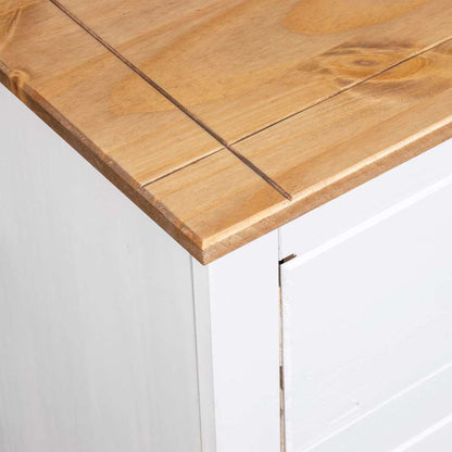 vidaXL Sideboard | White and natural wood | Solid pine wood | Medium | Storage