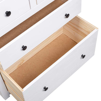 vidaXL Sideboard | White and natural wood | Solid pine wood | Medium | Storage