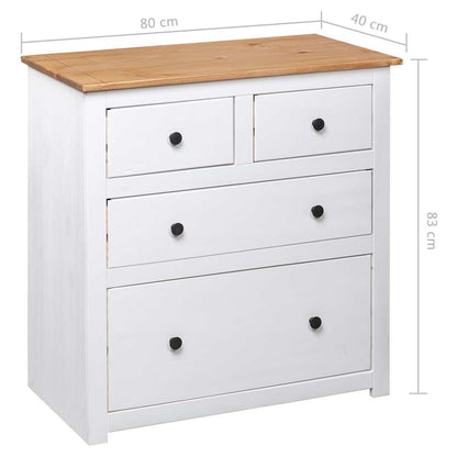 vidaXL Sideboard | White and natural wood | Solid pine wood | Medium | Storage