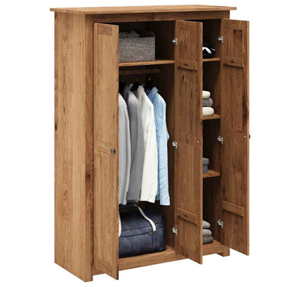 vidaXL Wardrobe | Natural wood colour | Solid pine wood | Large | Wardrobe