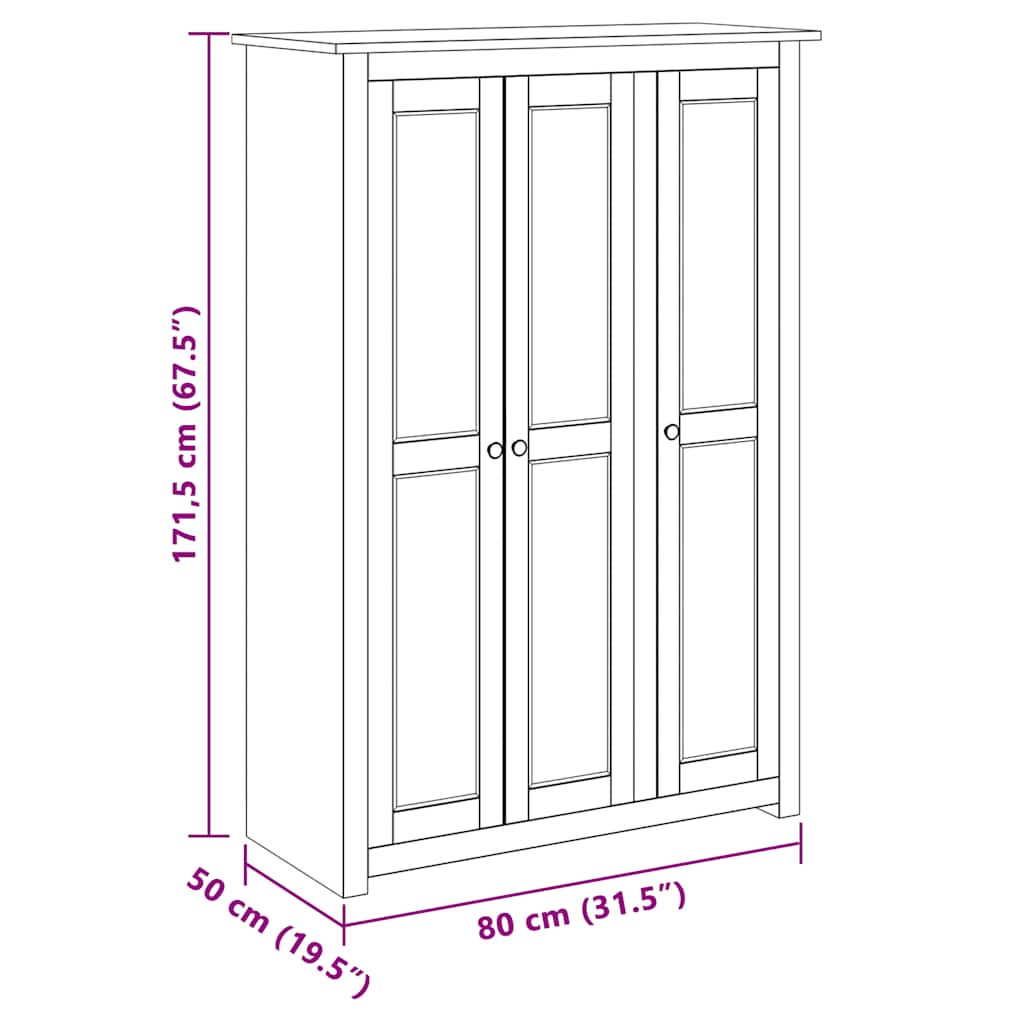 vidaXL Wardrobe | Natural wood colour | Solid pine wood | Large | Wardrobe