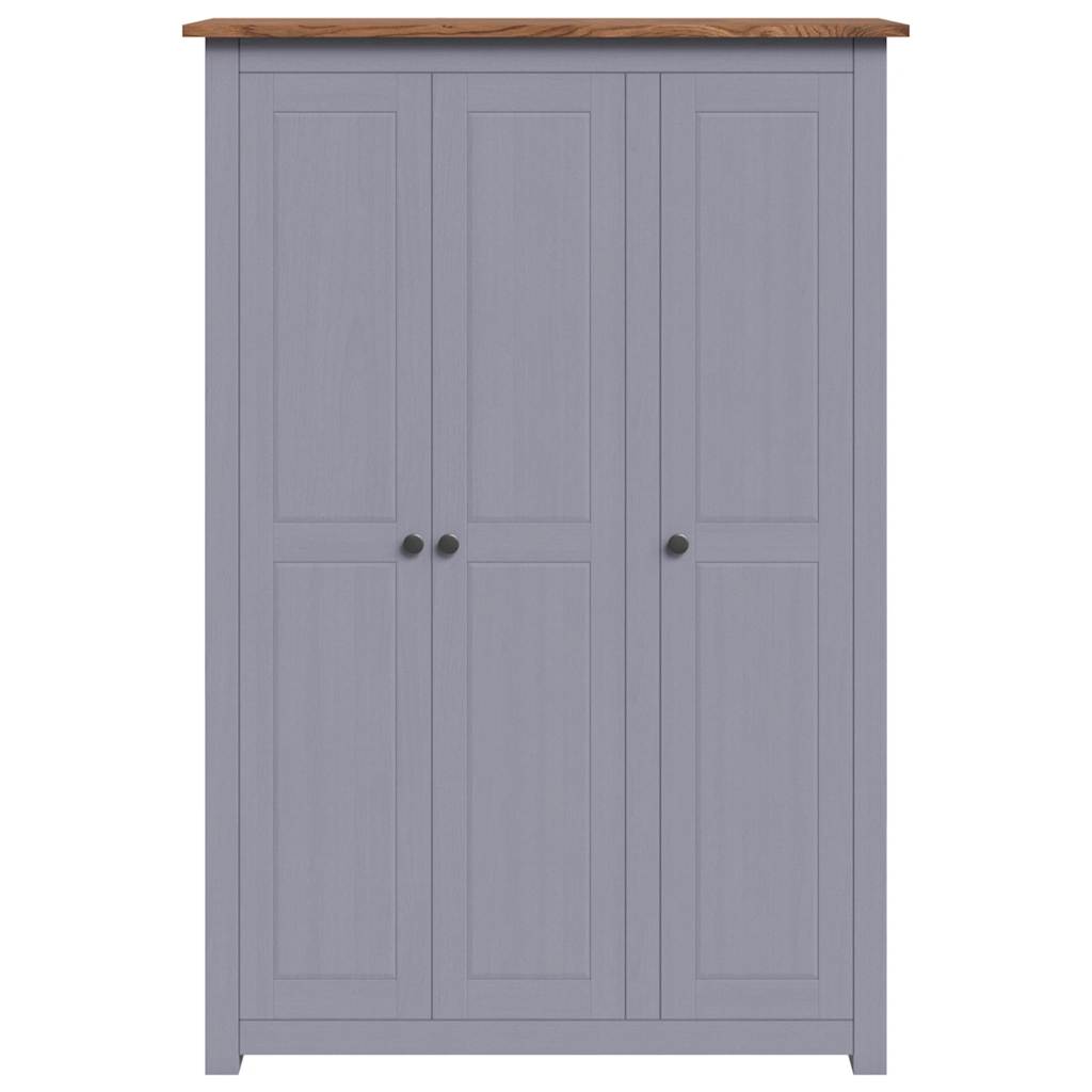 vidaXL Wardrobe | Grey | Solid Pine Wood | Large | Wardrobe | Rectangular