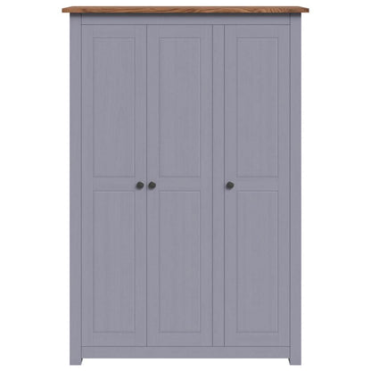 vidaXL Wardrobe | Grey | Solid Pine Wood | Large | Wardrobe | Rectangular