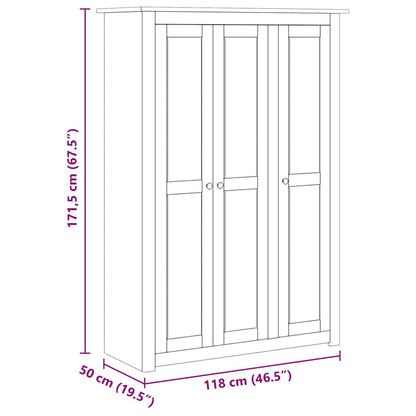 vidaXL Wardrobe | Grey | Solid Pine Wood | Large | Wardrobe | Rectangular