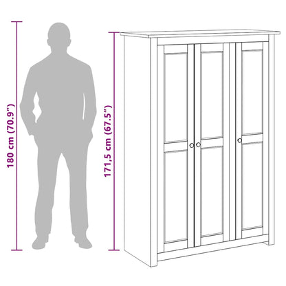 vidaXL Wardrobe | Grey | Solid Pine Wood | Large | Wardrobe | Rectangular