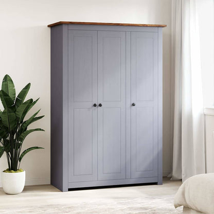 vidaXL Wardrobe | Grey | Solid Pine Wood | Large | Wardrobe | Rectangular
