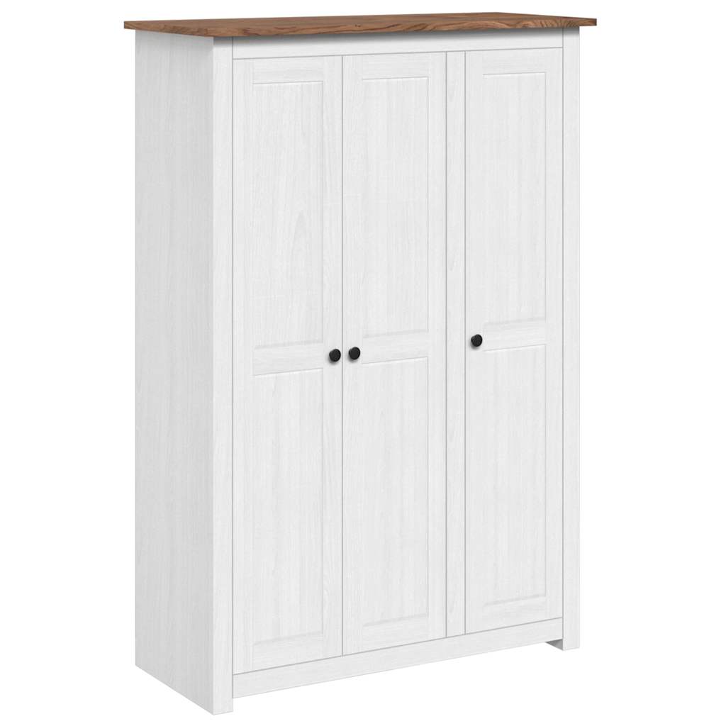 282663 vidaXL 3-Door Wardrobe White 118x50x171,5 cm Pine Panama Range