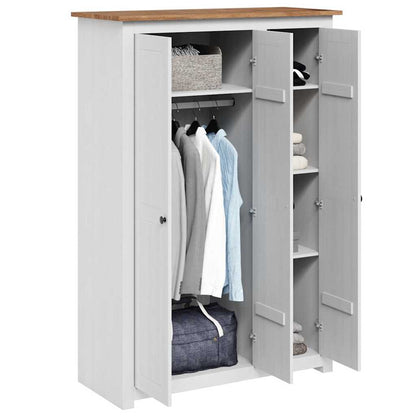 vidaXL Wardrobe | White | Solid Pine Wood | Large | Wardrobe | Rectangular