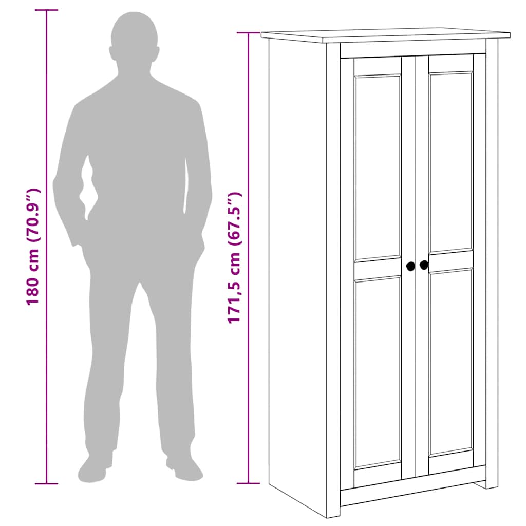 vidaXL Wardrobe | Grey | Solid pine wood | Compact | Wardrobe | Rectangular