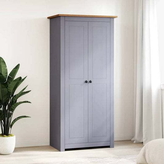 vidaXL Wardrobe | Grey | Solid pine wood | Compact | Wardrobe | Rectangular