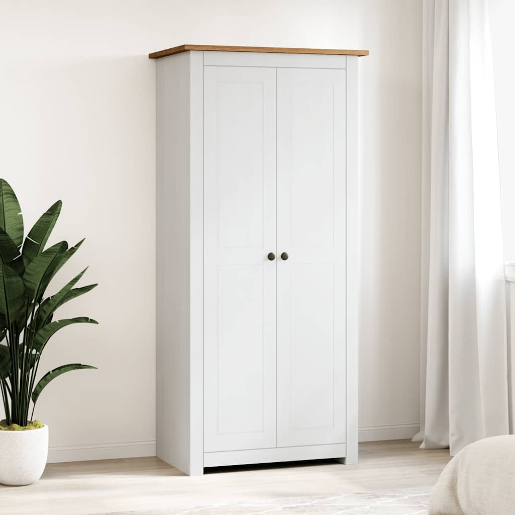 vidaXL Wardrobe | White | Solid Pine Wood | Medium | Storage | Wardrobe