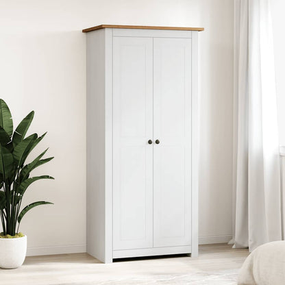 vidaXL Wardrobe | White | Solid Pine Wood | Medium | Storage | Wardrobe