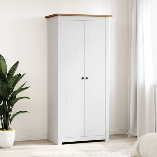vidaXL Wardrobe | White | Solid Pine Wood | Medium | Storage | Wardrobe