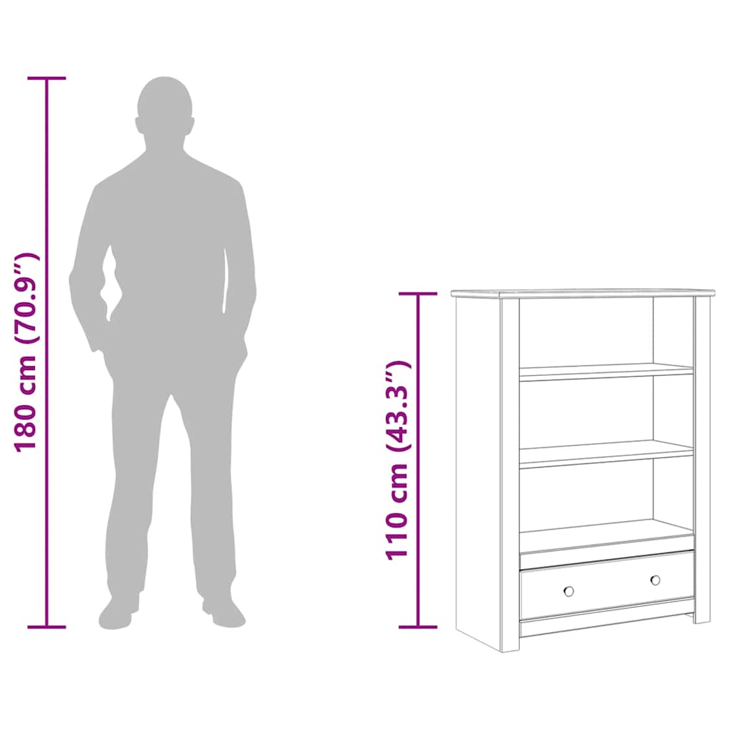 vidaXL Bookcase 80x35x110 cm Solid Pine Wood Panama Range
