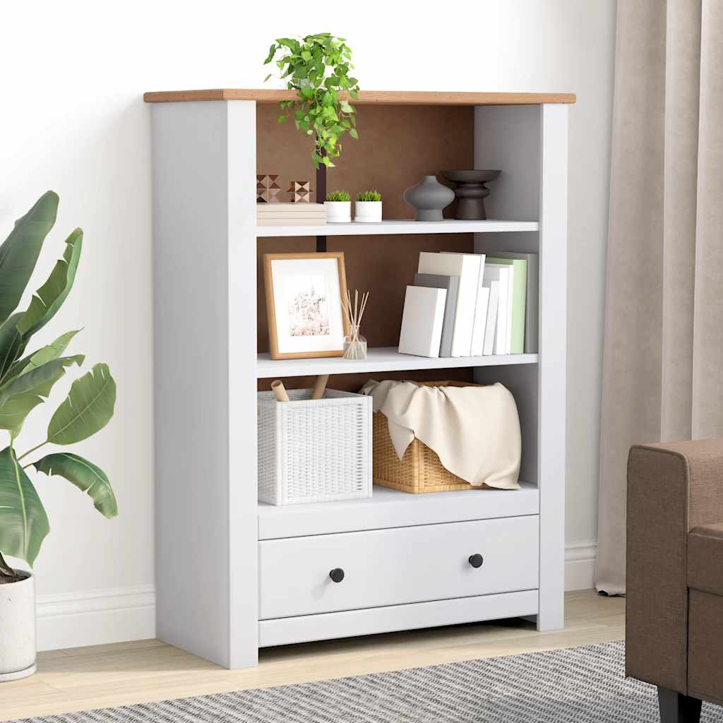 vidaXL Bookcase White 80x35x110 cm Solid Pine Wood Panama Range