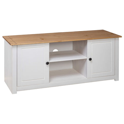 vidaXL TV Cabinet White 120x40x50 cm Solid Pine Wood Panama Range