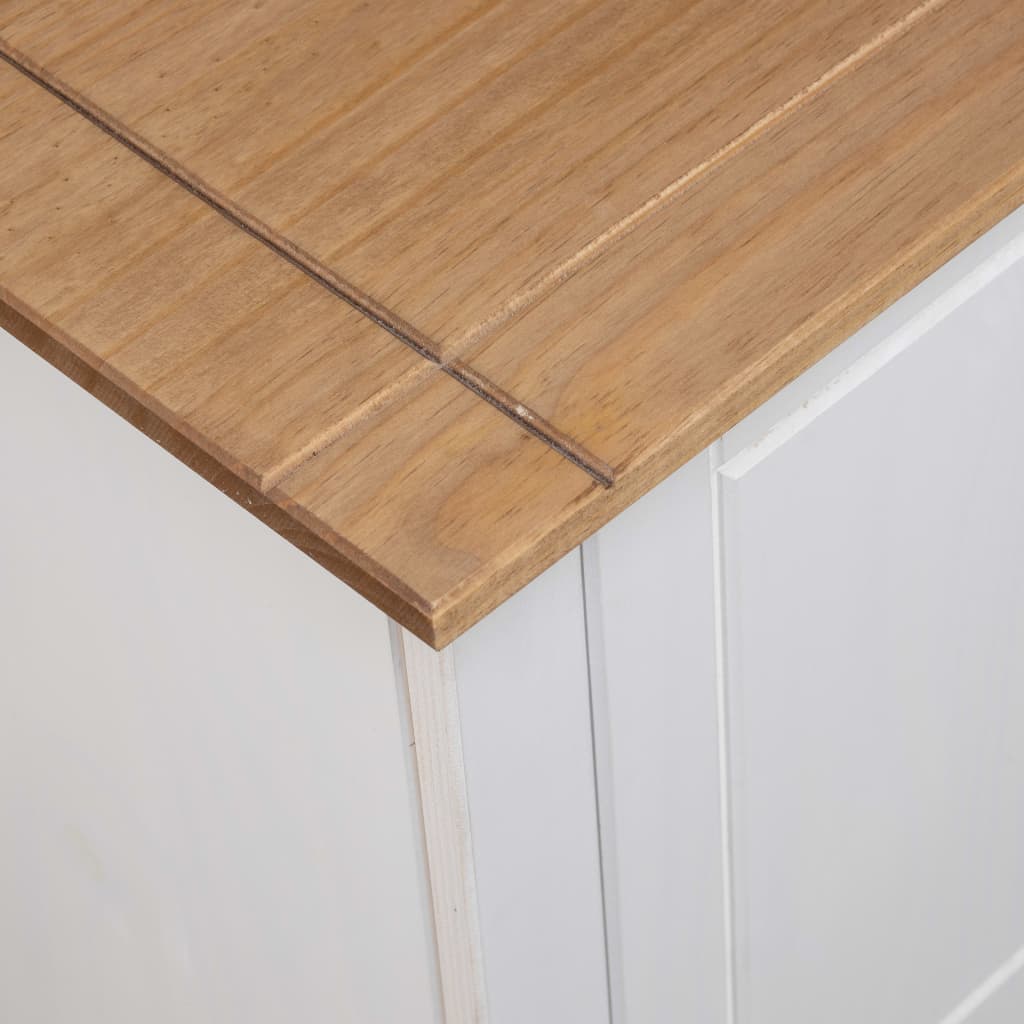 vidaXL TV Cabinet White 120x40x50 cm Solid Pine Wood Panama Range