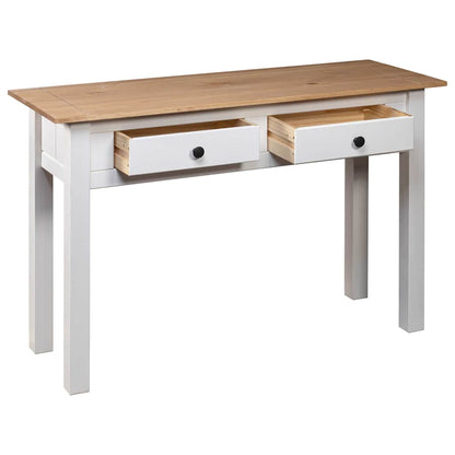 282681 vidaXL Console Table White 110x40x72 cm Solid Pine Wood Panama Range