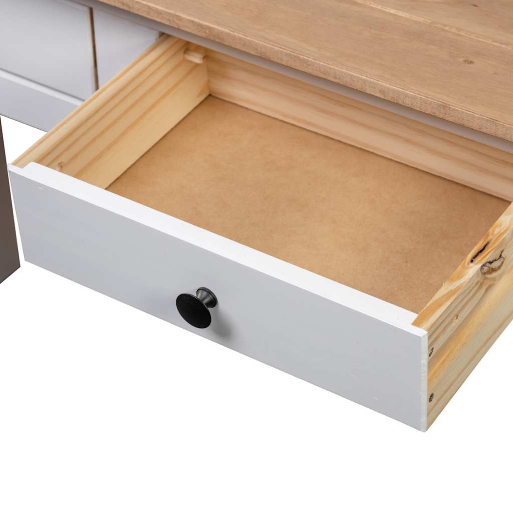 282681 vidaXL Console Table White 110x40x72 cm Solid Pine Wood Panama Range