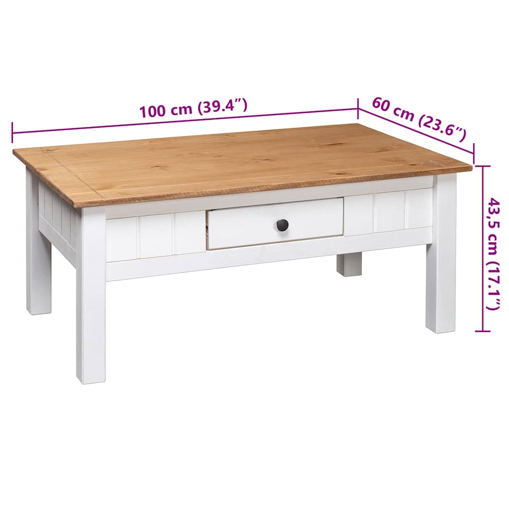 vidaXL Coffee Table White 100x60x45 cm Solid Pine Wood Panama Range