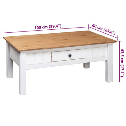 vidaXL Coffee Table White 100x60x45 cm Solid Pine Wood Panama Range