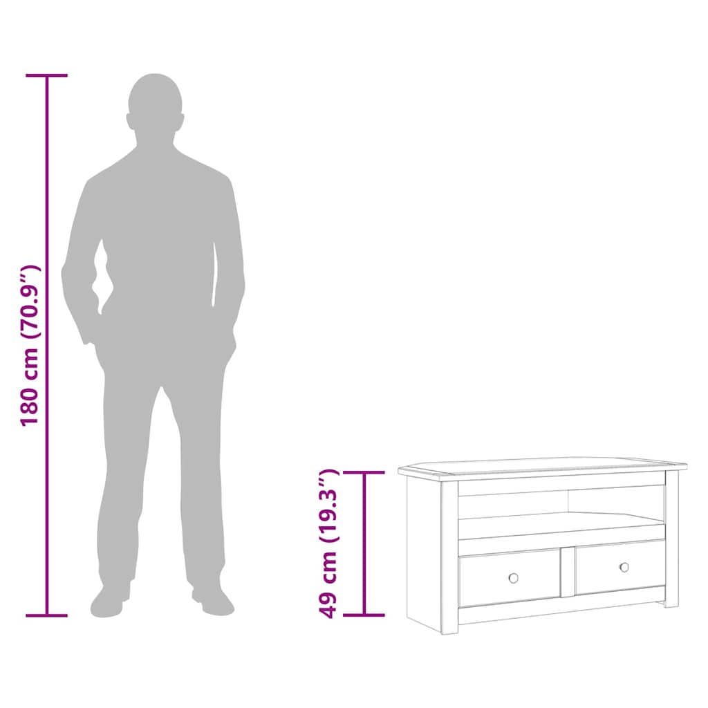 vidaXL Corner TV Cabinet 93x49x49 cm Solid Pine Panama Range