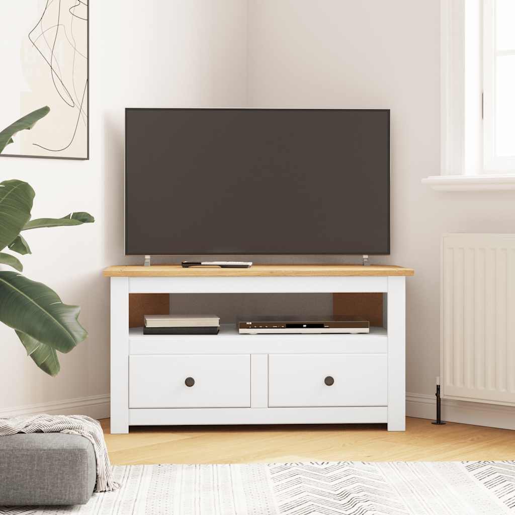 vidaXL Corner TV Cabinet White 93x49x49 cm Solid Pine Panama Range
