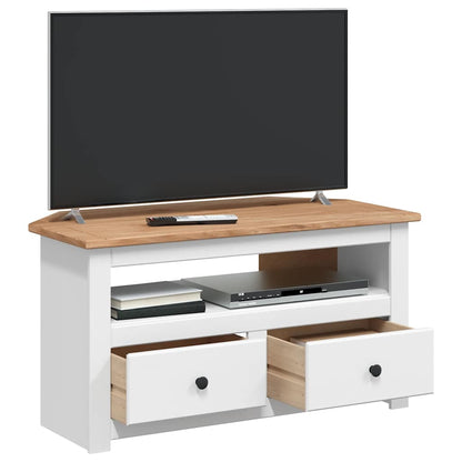 282687 vidaXL Corner TV Cabinet White 93x49x49 cm Solid Pine Panama Range