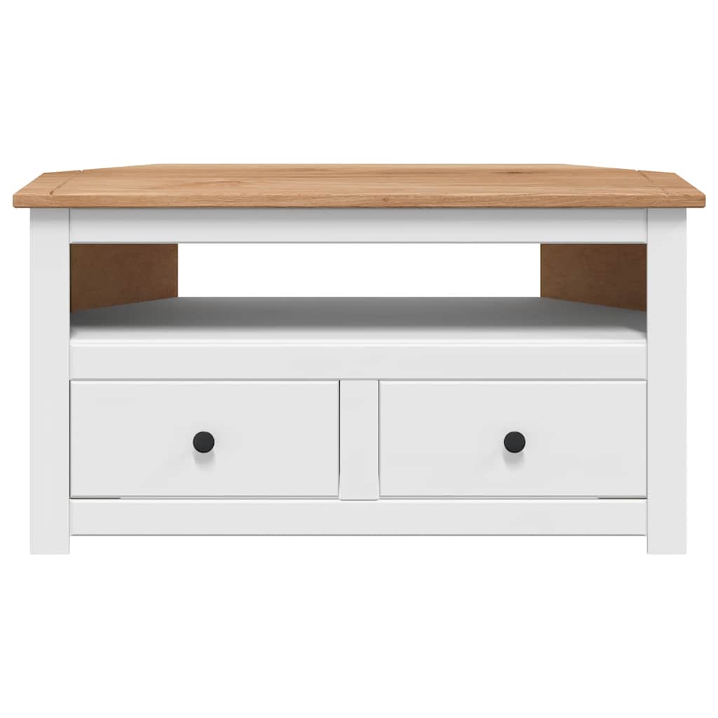 282687 vidaXL Corner TV Cabinet White 93x49x49 cm Solid Pine Panama Range