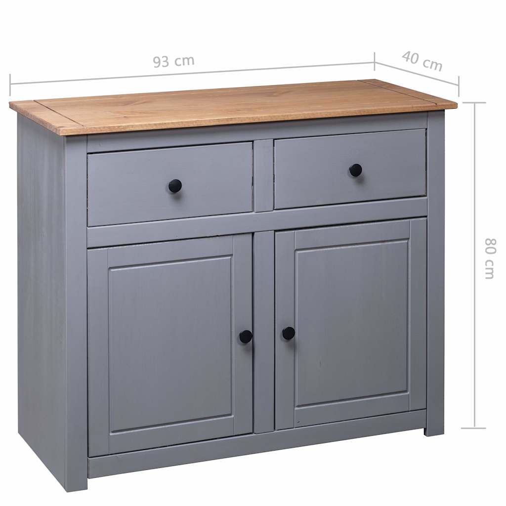 282698 vidaXL Sideboard Grey 93x40x80 cm Solid Pinewood Panama Range