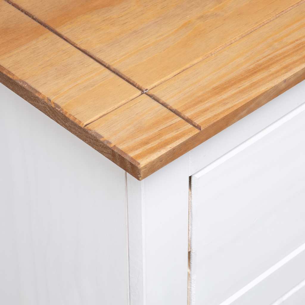 282699 vidaXL Sideboard White 93x40x80 cm Solid Pinewood Panama Range