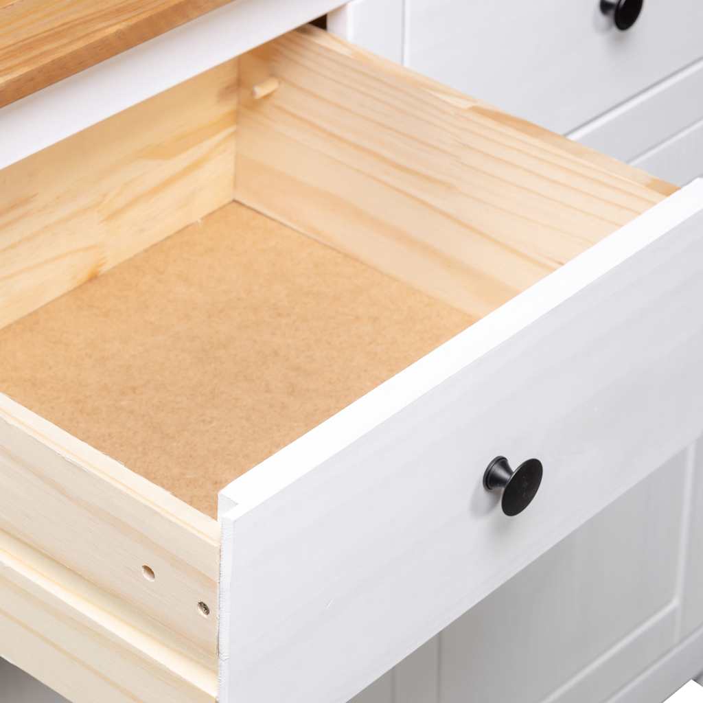 282699 vidaXL Sideboard White 93x40x80 cm Solid Pinewood Panama Range