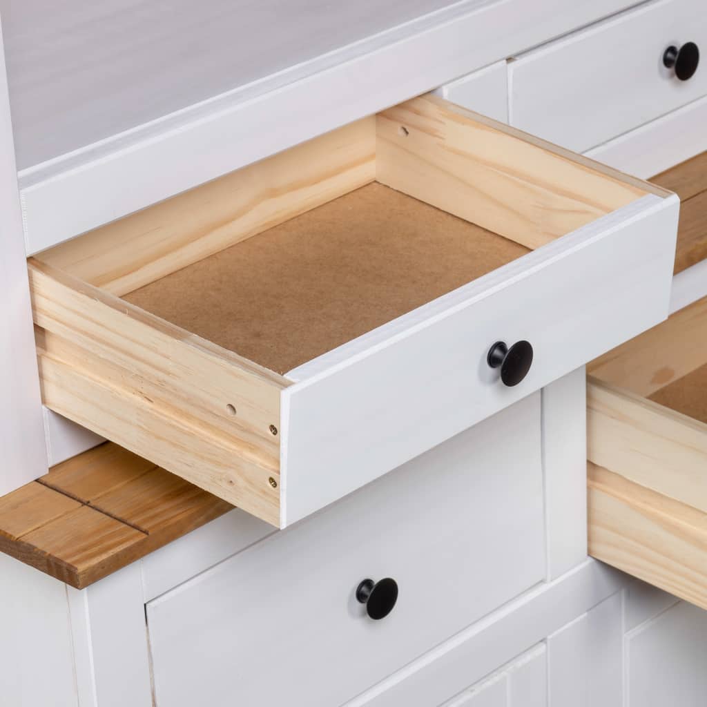 vidaXL Highboard White 93x40.5x180 cm Solid Pine Panama Range