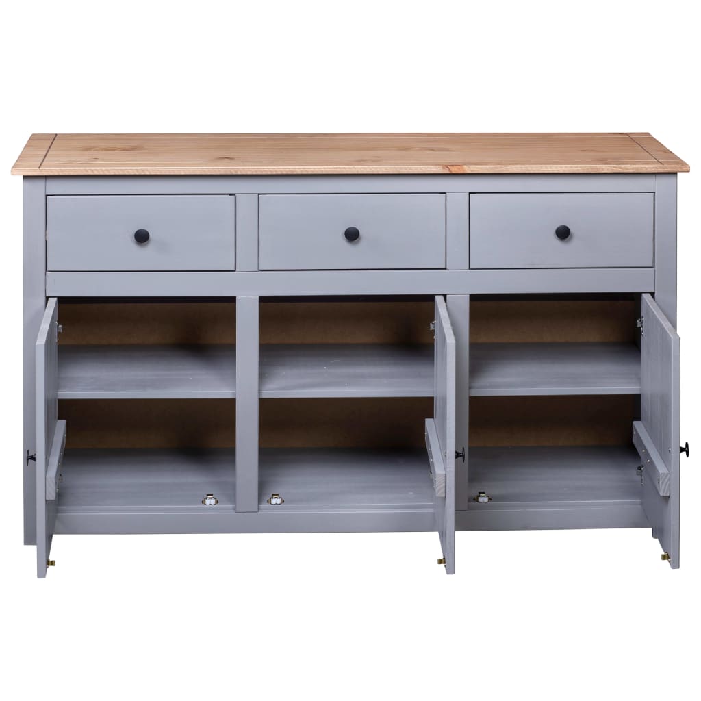 vidaXL Sideboard Grey 135x40x80 cm Solid Pinewood Panama Range