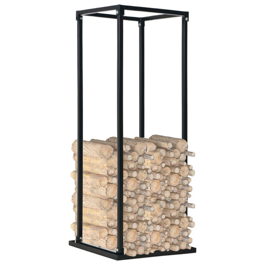 284702 vidaXL Firewood Rack with Base Black 37x37x113 cm Steel