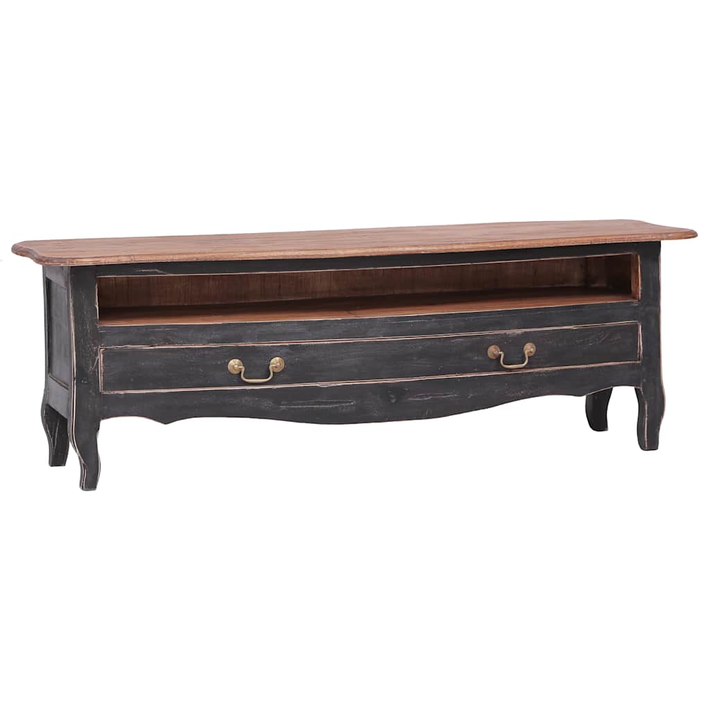 283901 vidaXL TV Cabinet 120x30x40 cm Black Solid Mahogany Wood