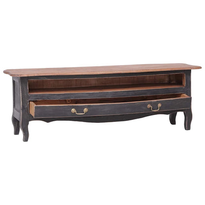 283901 vidaXL TV Cabinet 120x30x40 cm Black Solid Mahogany Wood
