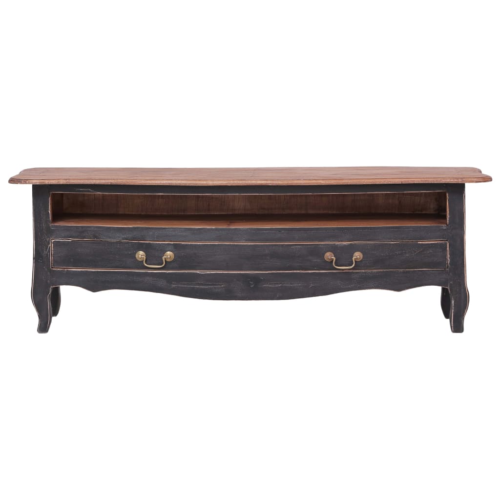 283901 vidaXL TV Cabinet 120x30x40 cm Black Solid Mahogany Wood