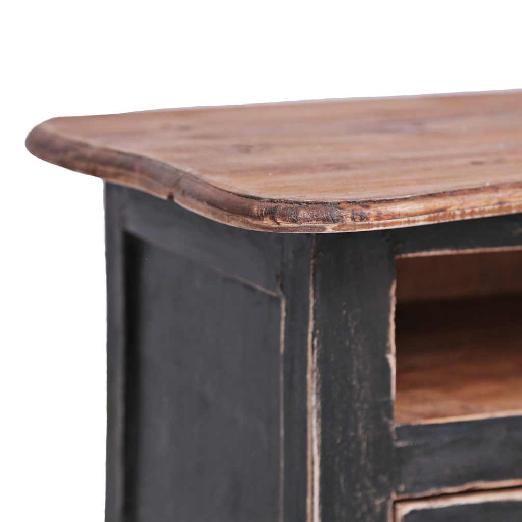 283901 vidaXL TV Cabinet 120x30x40 cm Black Solid Mahogany Wood