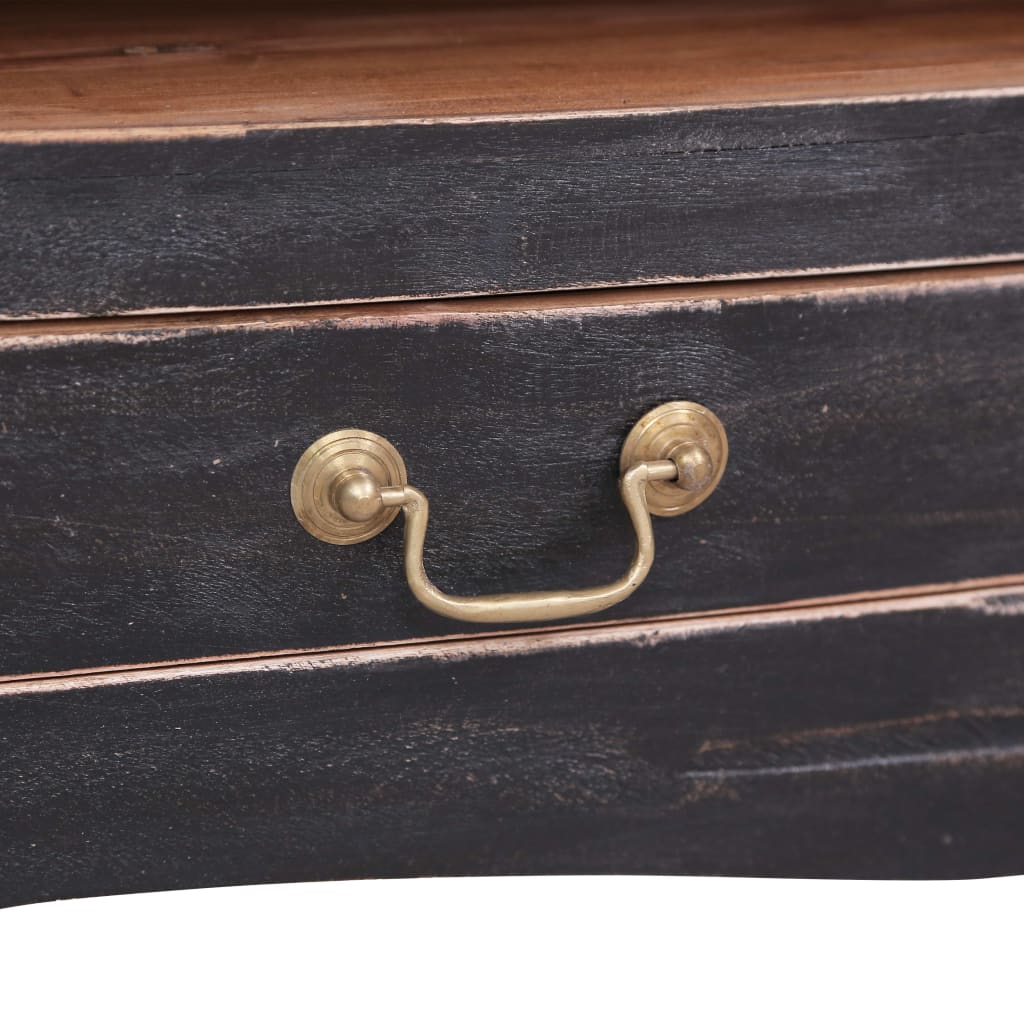 vidaXL TV Cabinet 120x30x40 cm Black Solid Mahogany Wood