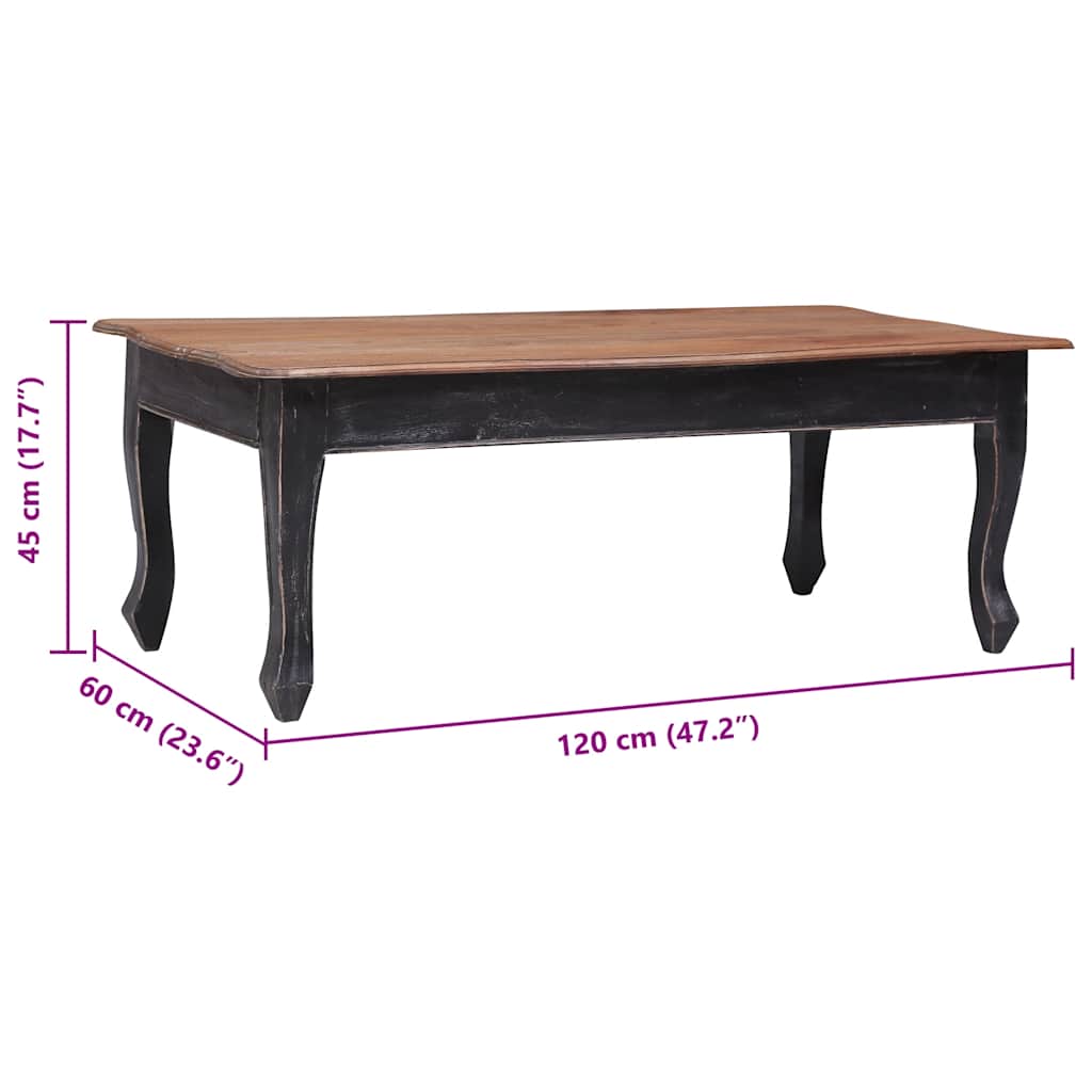 vidaXL Coffee Table Black 120x60x45 cm Solid Mahogany Wood