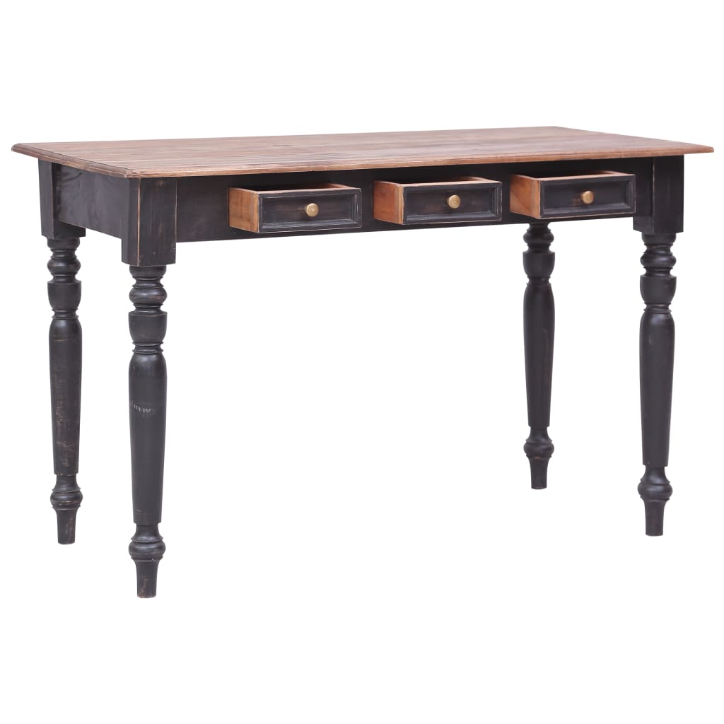 283907 vidaXL Desk with 3 Drawers 117x57x75 cm Solid Mahogany Wood